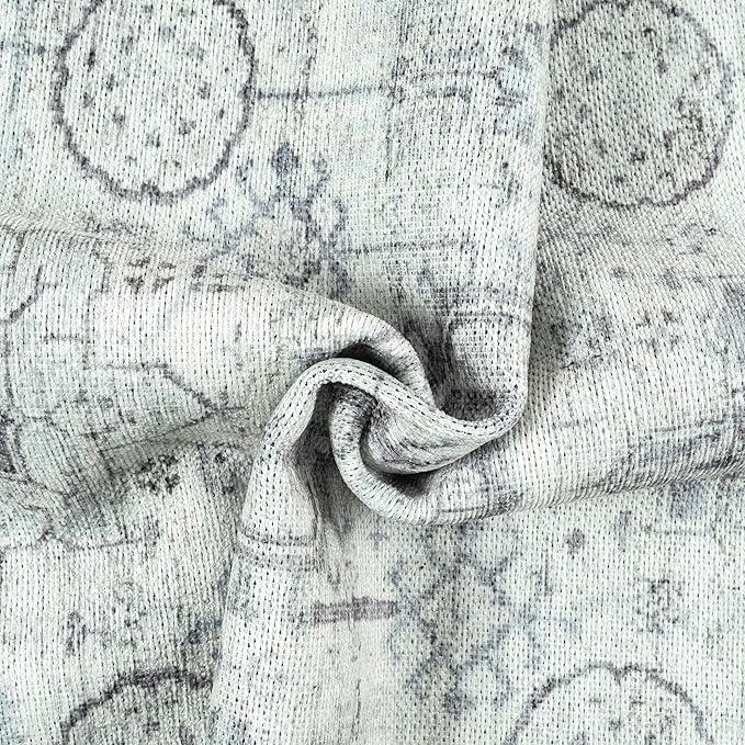 GLN Rugs Bohemian Collection - Machine Washable Area Rug, Bohemian Vintage, Non Slip, Low Pile Chenille Rug, Living Room, Bedroom, Bathroom Rug (5'3" Round Beige/Gray)