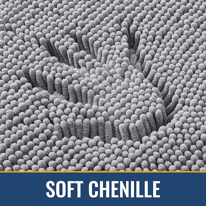 Arotive Bathroom Rugs Round 30x30, Extra Soft Absorbent Shaggy Chenille Bath Rugs, Machine Washable Rubber Backing Non-Slip Bath Mats for Bathroom Floor Tub and Shower, Home Decor Accessories, Grey