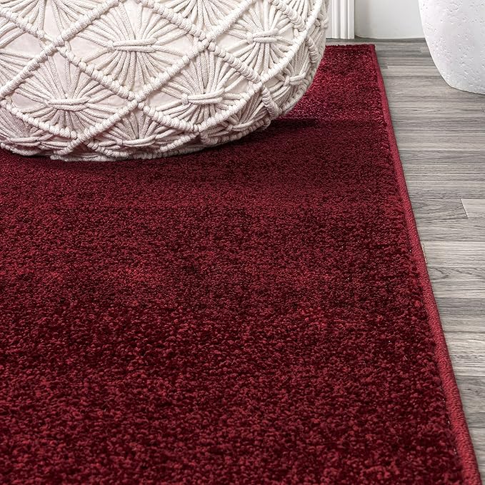 Eyely UES100Q-6 Supersoft Haze Solid Low-Pile Indoor Area Rug, Coastal, Bohemian, Minimalist, Classic, Casual for Bedroom,Kitchen,Living Room,Non Shedding,Easy-Washing, Red, 6 X 9