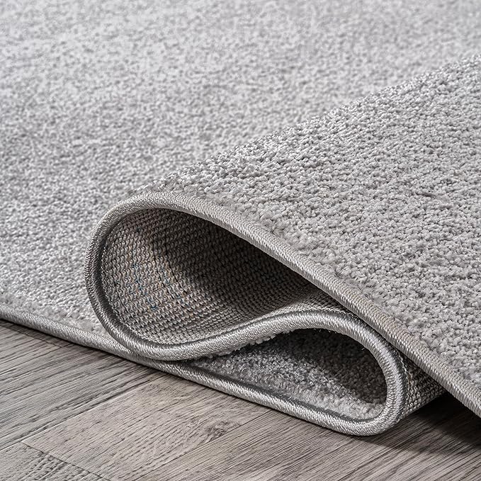 Eyely UES100K-6R Supersoft Haze Solid Low-Pile Indoor Area Rug, Coastal, Bohemian, Minimalist, Classic, Casual for Bedroom,Kitchen,Living Room,Non Shedding,Easy-Washing, Gray, 6' Round
