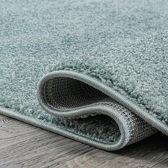Eyely UES100S-9SQ Supersoft Haze Solid Low-Pile Indoor Area Rug, Coastal, Bohemian, Minimalist, Classic, Casual for Bedroom,Kitchen,Living Room,Non Shedding,Easy-Washing, Blue, 9' Square