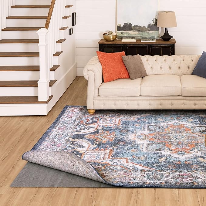 Mohawk Home Low Profile Waterproof Rug Pad Utility Solid Gray 10' X 14' Pet and Kid Proof Rug Pad Perfect for Kitchen, Living Room, Kids Room, Dining Room