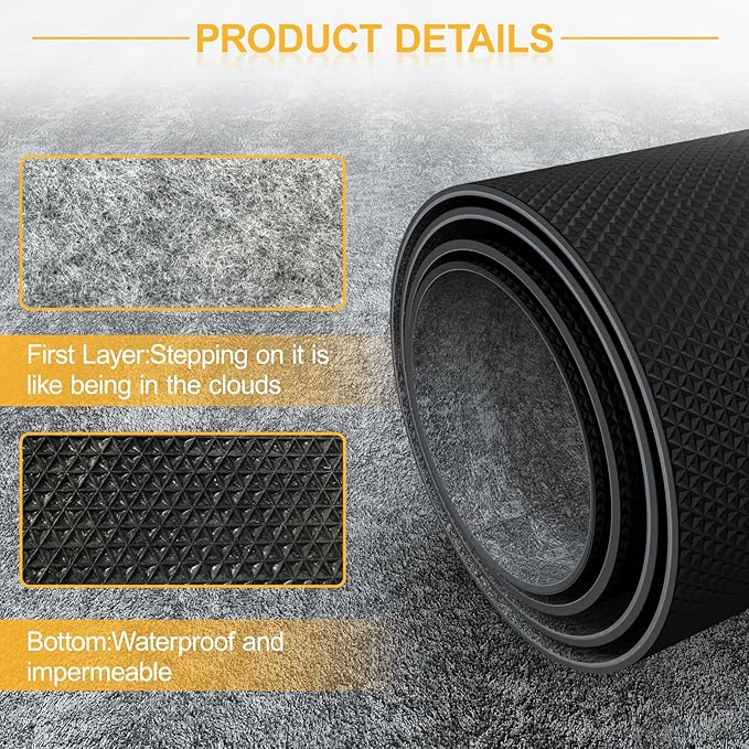 Non Slip Felt Rubber Rug Pad, Thick Felt Rug Pads for Hardwood Floors, Under Area Rugs Protective Cushion Pads for Carpet, Felt and Rubber Underpad for Home Place Surface Safe (Grey, 9' x 12')