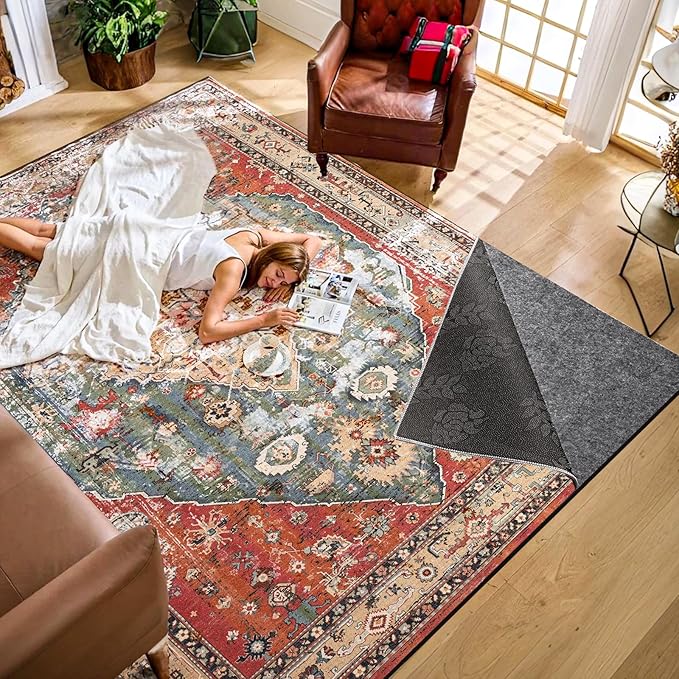 Waterproof Rug Pad, 6x9 ft Under Area Rug Carpet Pad, Non Slip Rug Pads for All Floors and Hardwood Floors Finishes, Keep Carpets in Place Soft and Prevent Rug from Wrinkling or Buckling