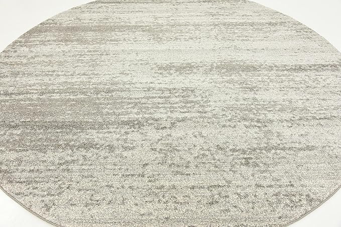 Unique Loom Del Mar Collection Area Rug - Lucille (7' 10" Round, Gray/ Ivory)