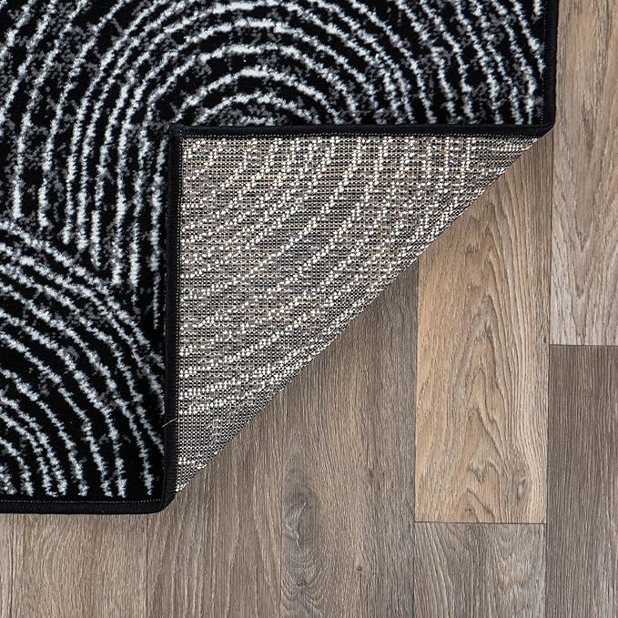 Contemporary Bohemian Arch Design High Traffic Area Rug 5' x 7' Black