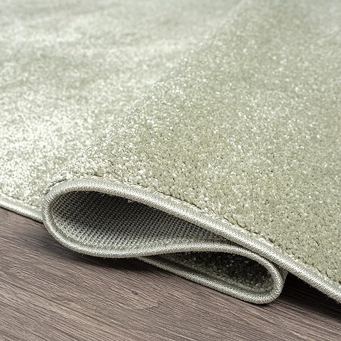 Eyely UES100O-8R Supersoft Haze Solid Low-Pile Indoor Area Rug, Coastal, Bohemian, Minimalist, Classic, Casual for Bedroom,Kitchen,Living Room,Non Shedding,Easy-Washing, Green, 8' Round