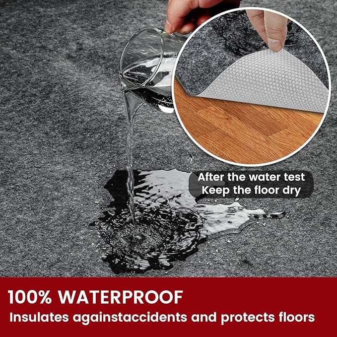 Waterproof Rug Pad, 4x6 ft Area Rug Non-Slip Carpet Pad, 1/4" Thick Non-Slip Rug Pads for All Floors and Finishes, Felt Pad for Hardwood Floors, Keeps Carpets in Place Soft and Safe