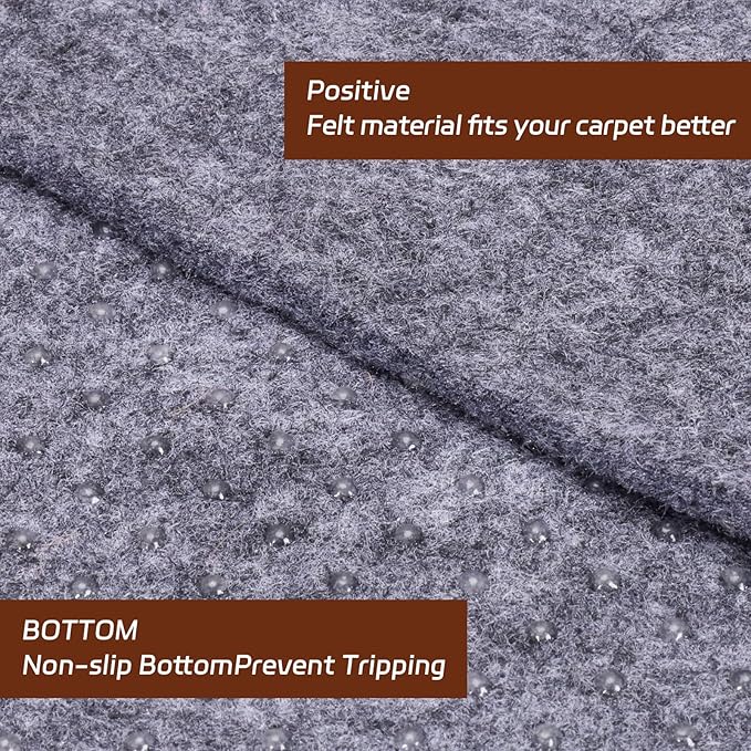 Non-Slip Rug Pad, 3x5 Ft Extra Large Felt Area Rug Cushioned Non Skid Carpet Pads, Felt Rug Pad for Under Hardwood Floors, Thick Non-Slip Rug Pads for All Floors, Keep Rug Soft and Safe