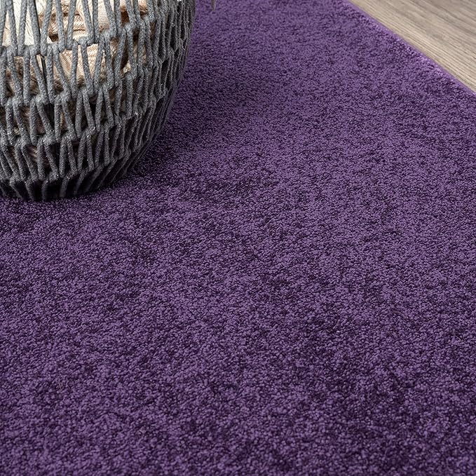 Eyely UES100N-7SQ Supersoft Haze Solid Low-Pile Indoor Area Rug, Coastal, Bohemian, Minimalist, Classic, Casual for Bedroom,Kitchen,Living Room,Non Shedding,Easy-Washing, Purple, 7' Square