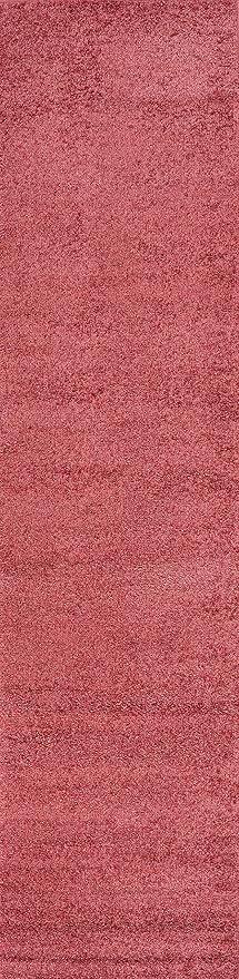 Eyely UES100E-214 Supersoft Haze Solid Low-Pile Indoor Runner Rug, Coastal, Bohemian, Minimalist, Classic, Casual for Bedroom,Kitchen,Living Room,Non Shedding,Easy-Washing, Red, 2 X 14