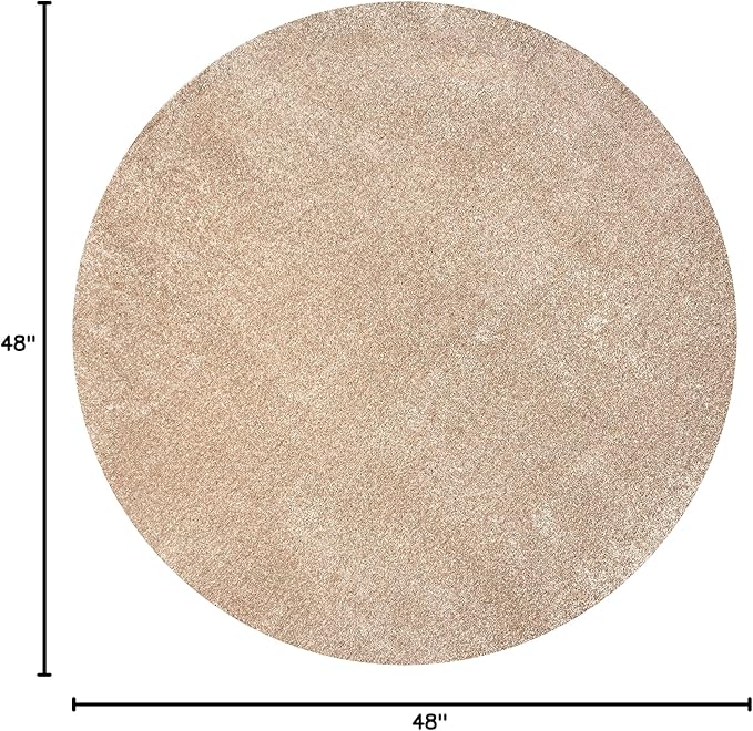 Eyely UES100G-4R Supersoft Haze Solid Low-Pile Indoor Area Rug, Coastal, Bohemian, Minimalist, Classic, Casual for Bedroom,Kitchen,Living Room,Non Shedding,Easy-Washing, Beige, 4' Round