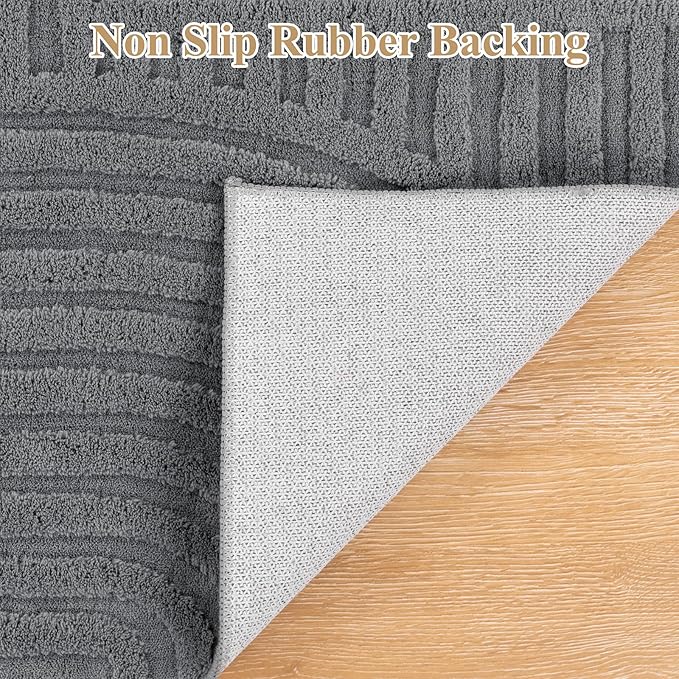 Pauwer 6x9 Washable Area Rugs for Living Room Modern Grey Solid Color Soft Fluffy Rugs for Bedroom Non Slip Boho Accent Indoor Mat Floor Carpet Cover for Kids Room Dining Room Kitchen Office