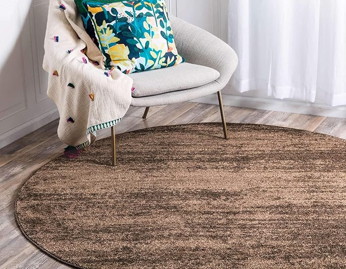 Unique Loom Del Mar Collection Area Rug - Lucille (6' 1" Round, Brown/ Ivory)