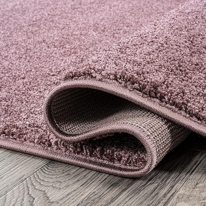 Eyely UES100R-5OV Supersoft Haze Solid Low-Pile Indoor Area Rug, Coastal, Bohemian, Minimalist, Classic, Casual for Bedroom,Kitchen,Living Room,Non Shedding,Easy-Washing, Purple, 5 X 8 Oval