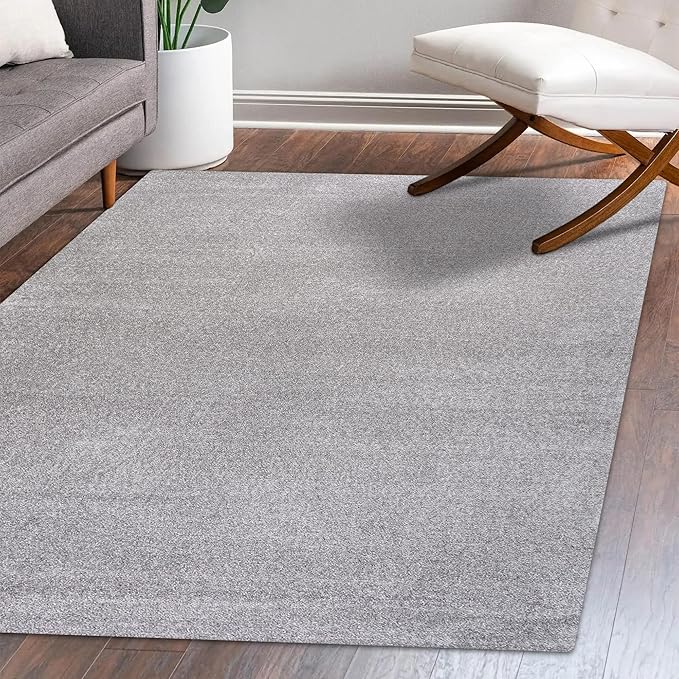 Eyely UES100K-14 Supersoft Haze Solid Low-Pile Indoor Area Rug, Coastal, Bohemian, Minimalist, Classic, Casual for Bedroom,Kitchen,Living Room,Non Shedding,Easy-Washing, Gray, 10 X 14