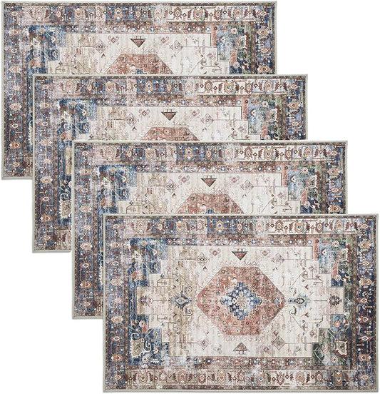 4 Pcs Retro Indoor Doormat,Non Slip Washable Floor Mat 24" x 36" Area Rug Absorbent Entrance Rug Distressed Front Door Mat,Welcome Mats Entryway Doormats