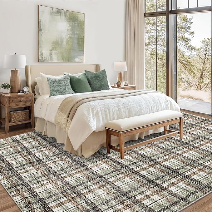 Large Area Rug 10x13 Rug for Living Room Modern Washable Rugs Non Slip Soft Low Pile Throw Rugs Stain Resistant Carpet for Bedroom Office Dining Room Nursery 10'x13'