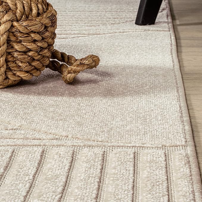 JONATHAN Y Nordby High-Low Arch Striped Ivory/Cream Indoor/Outdoor Area Rug, 4x6, Modern, Contemporary,Geometric, Bohemian, Bedroom, Kitchen, Living Room,Non Shedding (SCN104B-4)