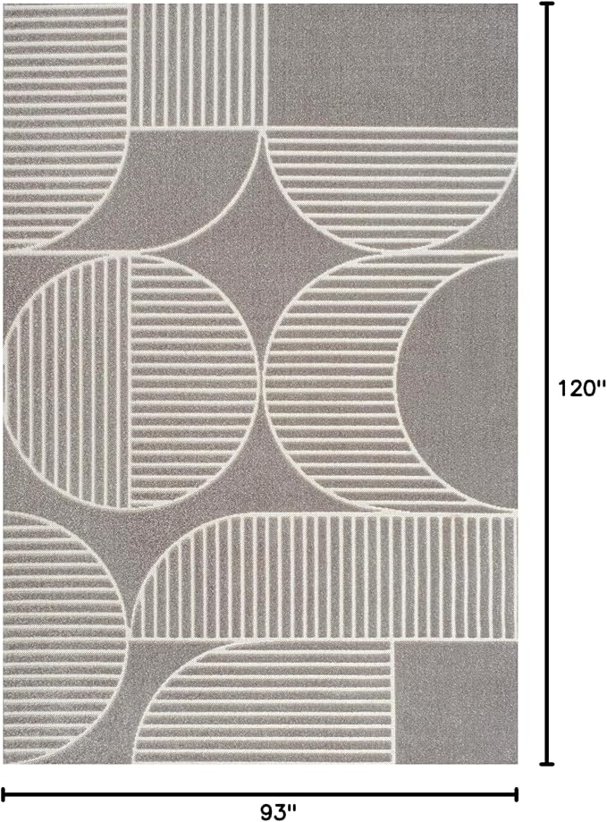 JONATHAN Y Nordby High-Low Arch Striped Gray/Cream Indoor/Outdoor Area Rug, 8x10, Contemporary,Bohemian, Transitional for Bedroom,Kitchen,Living Room,Non Shedding (SCN104C-8)