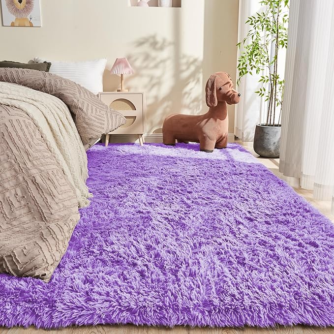 OPPODREAM 6x9 Light Purple Rugs for Bedroom, Ultra-Soft Fluffy Area Rugs for Living Room, 6 x 9 Shag Carpet for Nursery, Kids, Girl, Boy, Baby, Plush, Fuzzy, Shaggy, Cute Home Decor