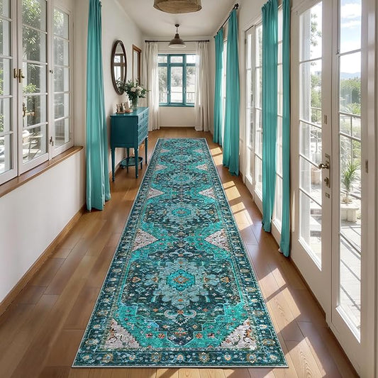 Ciicool 2x12ft Long Hallway Rug, Washable Runner Rug Non Slip Thin Low Pile Soft Indoor Floor Long Carpet Hallways for Bathroom Kitchen Living Room Bedside