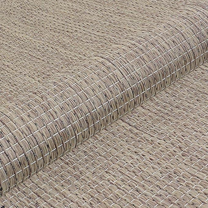 Couristan Recife Indoor Outdoor Rug - Wicker Stitch 2'3" x 11'9" Runner in Cocoa Brown and Black, Hose Washable, Low Pile, Pet- Kid Friendly Home Decor for Living Room, Patio Furniture Set, Kitchen