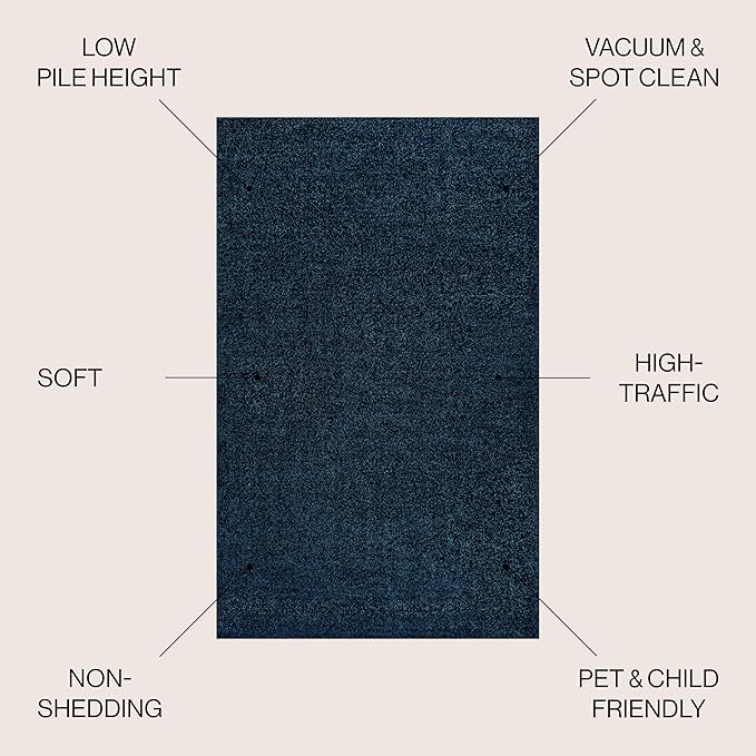 JONATHAN Y Haze Solid Low-Pile Navy 3x5 Oval Indoor Area Rug, Coastal,Bohemian,Minimalist,Classic, Easy-Cleaning for Living Room,Bedroom,Kitchen,Pet Friendly,Non-Shedding (SEU100C-3OV)