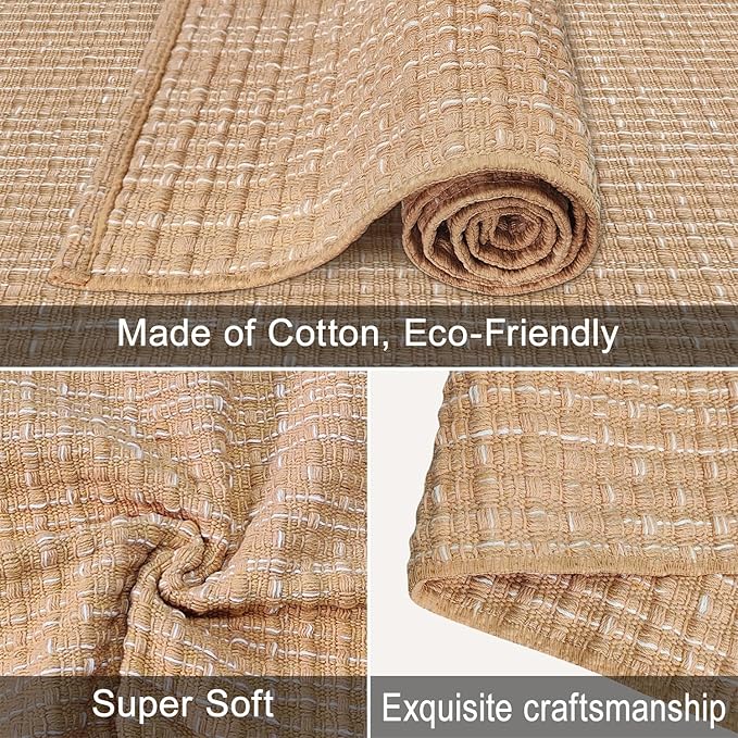 Hallway Runner Rug Braided Rugs 3'x10' Beige Long Cotton Washable Rug Runner for Kitchen/Doorway/Bedroom/Bathroom/Living Room/Laundry/Indoor Outdoor Farmhouse Rugs