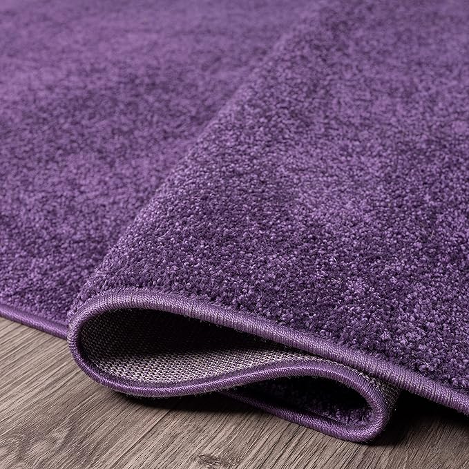 Eyely UES100N-5OV Supersoft Haze Solid Low-Pile Indoor Area Rug, Coastal, Bohemian, Minimalist, Classic, Casual for Bedroom,Kitchen,Living Room,Non Shedding,Easy-Washing, Purple, 5 X 8 Oval