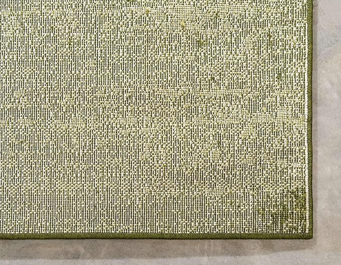 Unique Loom Del Mar Collection Area Rug - Lucille (6' 1" x 9' Rectangle, Green/ Hunter Green)