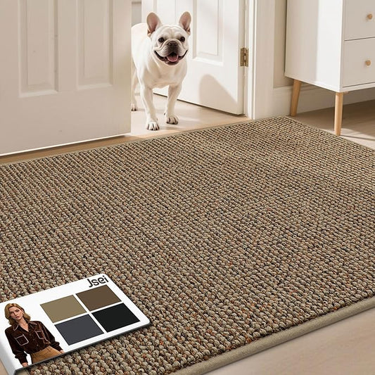 JSEI Dirt Trapper Door Mat 36"x60" Non-Slip Washable Entrance Mat, Dog Doormats, Absorbent & Fade-Resistant Floor Mats, Low Profile Welcome Mats for Entryway, Front Door, and Inside Entrance, Taupe