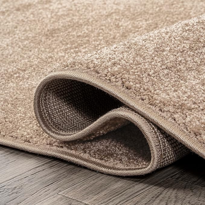 Eyely UES100G-9SQ Supersoft Haze Solid Low-Pile Indoor Area Rug, Coastal, Bohemian, Minimalist, Classic, Casual for Bedroom,Kitchen,Living Room,Non Shedding,Easy-Washing, Beige, 9' Square