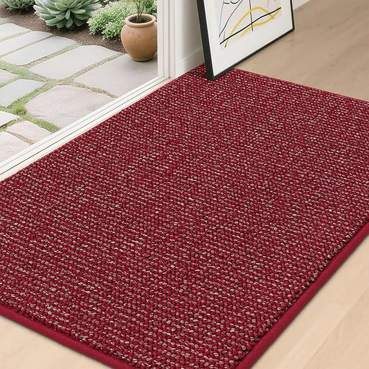 BEQHAUSE Dirt Trapper Door Mat 32" x 48", Non-Slip Washable Doormats Entrance Mat, Dirt Resistant and Absorbent Welcome Mat, Low Profile Floor Mats for Front Back Door and Entryway, Red