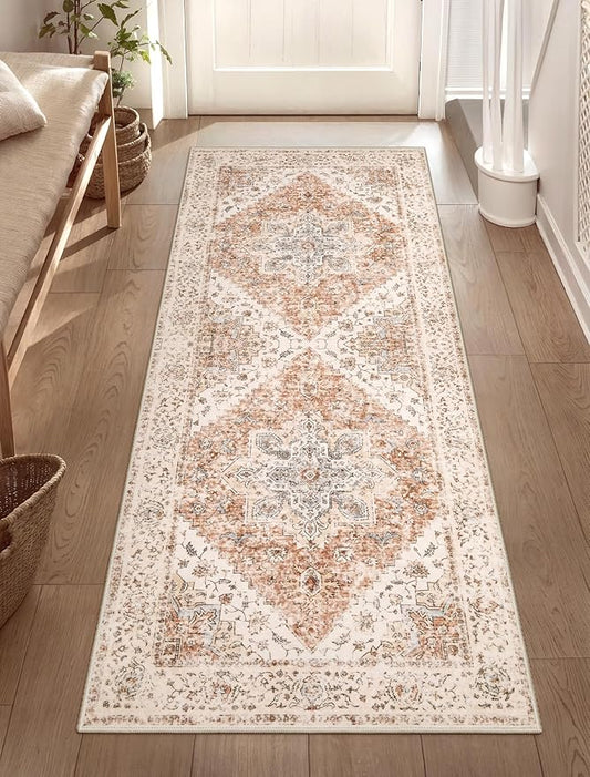 Ciicool Washable Runner Rug, 2'x5' Kitchen Non-Slip Vintage Carpet Rug Runners for Hallways Bedroom Kitchen Laundry Room Bathroom Decor