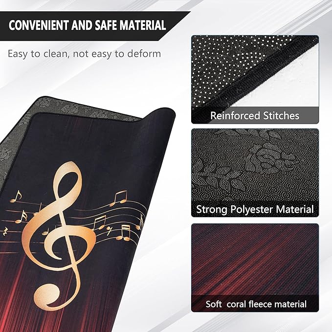 5.3Ft x 6.6Ft Drum Mat Drum Carpet Tightly Woven Fabric with Non-Slip Grip Bottom Drum Rug for Bedroom, Studio, Apartment, Soundproof, Roll of 35 Square Feet (Yellow Musical Note)