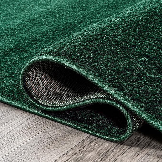 Eyely UES100L-214 Supersoft Haze Solid Low-Pile Indoor Runner Rug, Coastal, Bohemian, Minimalist, Classic, Casual for Bedroom,Kitchen,Living Room,Non Shedding,Easy-Washing, Green, 2 X 14