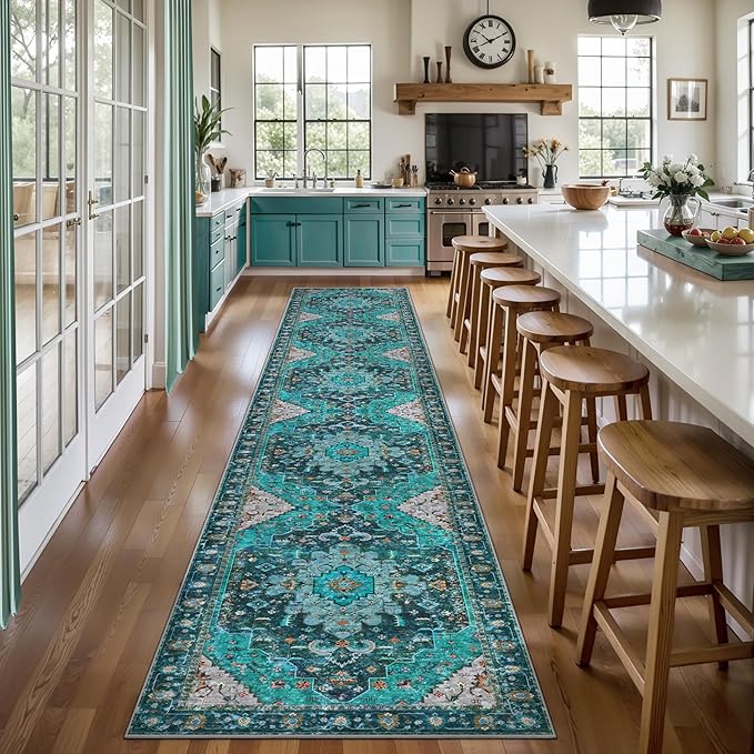 Ciicool 2x12ft Long Hallway Rug, Washable Runner Rug Non Slip Thin Low Pile Soft Indoor Floor Long Carpet Hallways for Bathroom Kitchen Living Room Bedside