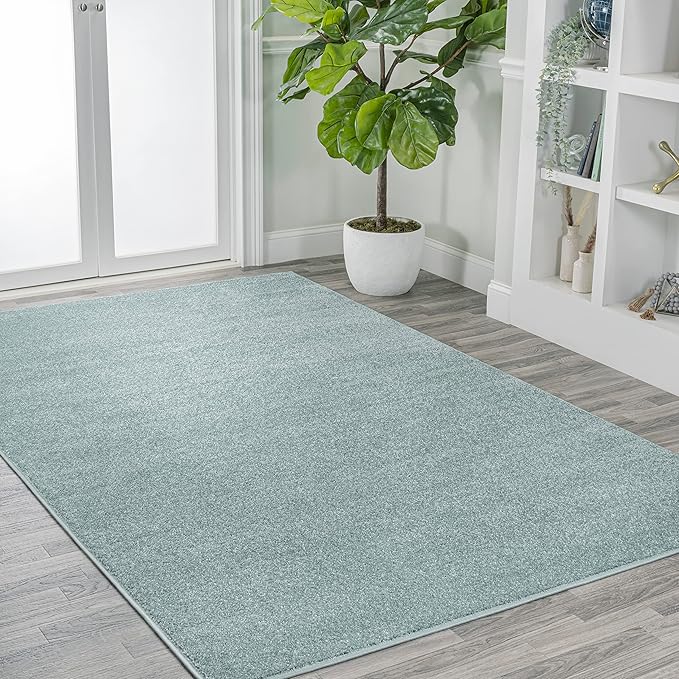 Eyely UES100S-6 Supersoft Haze Solid Low-Pile Indoor Area Rug, Coastal, Bohemian, Minimalist, Classic, Casual for Bedroom,Kitchen,Living Room,Non Shedding,Easy-Washing, Blue, 6 X 9