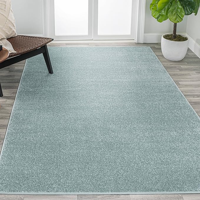 Eyely UES100S-6 Supersoft Haze Solid Low-Pile Indoor Area Rug, Coastal, Bohemian, Minimalist, Classic, Casual for Bedroom,Kitchen,Living Room,Non Shedding,Easy-Washing, Blue, 6 X 9