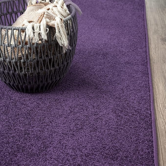 Eyely UES100N-6SQ Supersoft Haze Solid Low-Pile Indoor Area Rug, Coastal, Bohemian, Minimalist, Classic, Casual for Bedroom,Kitchen,Living Room,Non Shedding,Easy-Washing, Purple, 6' Square