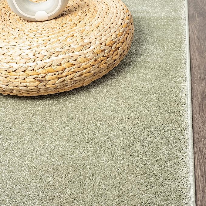 Eyely UES100O-6OV Supersoft Haze Solid Low-Pile Indoor Area Rug, Coastal, Bohemian, Minimalist, Classic, Casual for Bedroom,Kitchen,Living Room,Non Shedding,Easy-Washing, Green, 6 X 9 Oval
