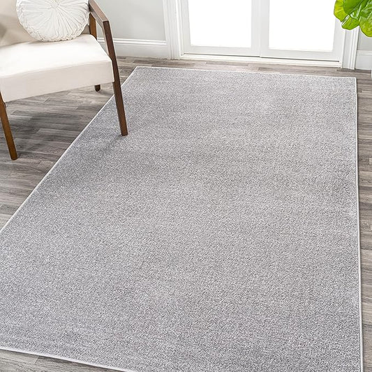 Eyely UES100K-6 Supersoft Haze Solid Low-Pile Indoor Area Rug, Coastal, Bohemian, Minimalist, Classic, Casual for Bedroom,Kitchen,Living Room,Non Shedding,Easy-Washing, Gray, 6 X 9