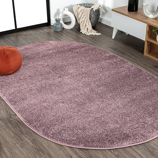 Eyely UES100R-6OV Supersoft Haze Solid Low-Pile Indoor Area Rug, Coastal, Bohemian, Minimalist, Classic, Casual for Bedroom,Kitchen,Living Room,Non Shedding,Easy-Washing, Purple, 6 X 9 Oval