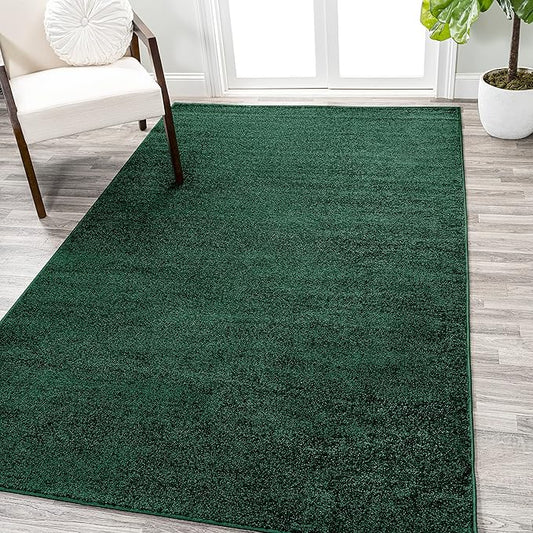 Eyely UES100L-14 Supersoft Haze Solid Low-Pile Indoor Area Rug, Coastal, Bohemian, Minimalist, Classic, Casual for Bedroom,Kitchen,Living Room,Non Shedding,Easy-Washing, Green, 10 X 14