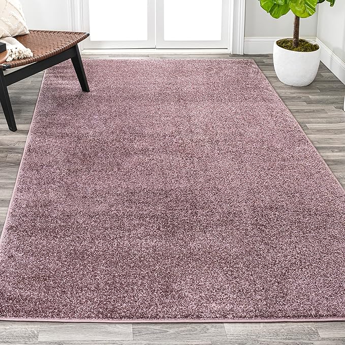 Eyely UES100R-6 Supersoft Haze Solid Low-Pile Indoor Area Rug, Coastal, Bohemian, Minimalist, Classic, Casual for Bedroom,Kitchen,Living Room,Non Shedding,Easy-Washing, Purple, 6 X 9