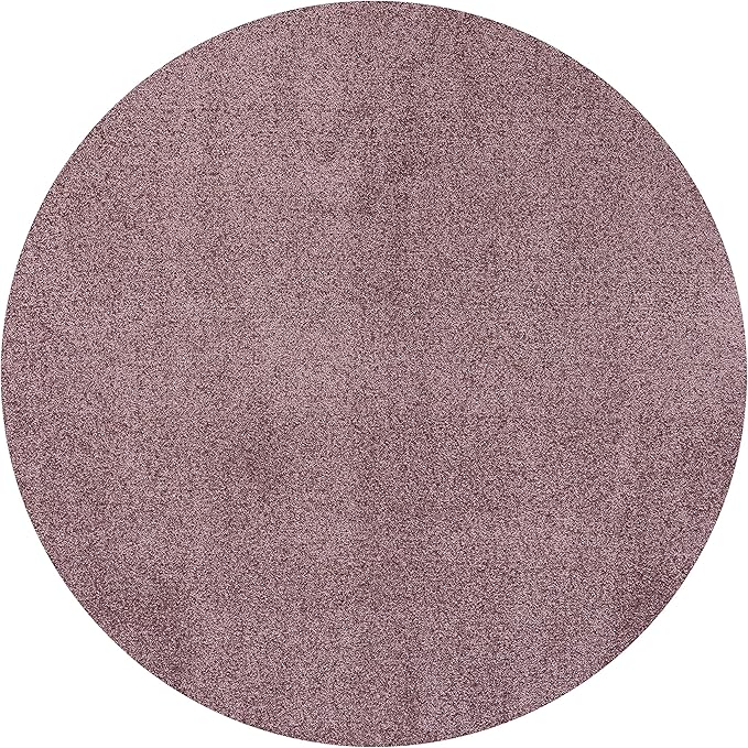 Eyely UES100R-4R Supersoft Haze Solid Low-Pile Indoor Area Rug, Coastal, Bohemian, Minimalist, Classic, Casual for Bedroom,Kitchen,Living Room,Non Shedding,Easy-Washing, Purple, 4' Round