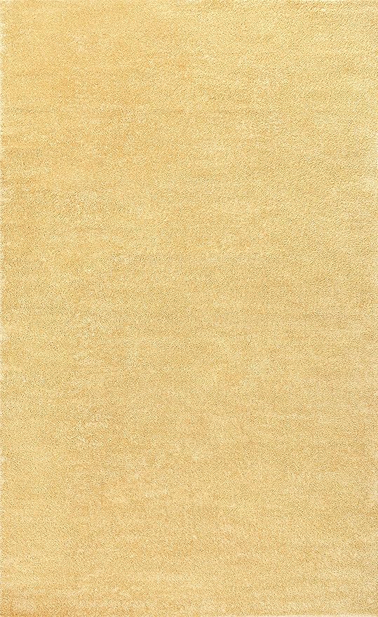 Eyely UES100B-6 Supersoft Haze Solid Low-Pile Indoor Area Rug, Coastal, Bohemian, Minimalist, Classic, Casual for Bedroom,Kitchen,Living Room,Non Shedding,Easy-Washing, Yellow, 6 X 9