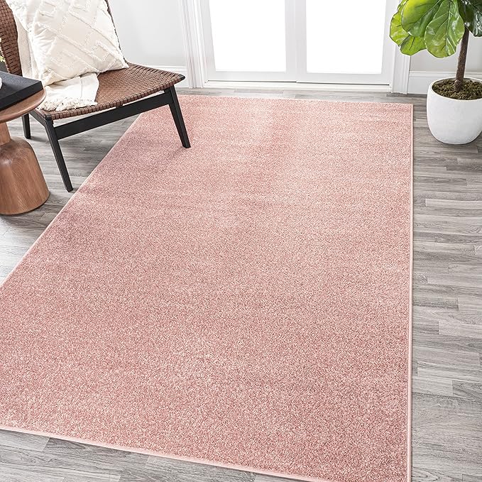 Eyely UES100P-6 Supersoft Haze Solid Low-Pile Indoor Area Rug, Coastal, Bohemian, Minimalist, Classic, Casual for Bedroom,Kitchen,Living Room,Non Shedding,Easy-Washing, Pink, 6 X 9