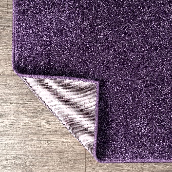 Eyely UES100N-6OV Supersoft Haze Solid Low-Pile Indoor Area Rug, Coastal, Bohemian, Minimalist, Classic, Casual for Bedroom,Kitchen,Living Room,Non Shedding,Easy-Washing, Purple, 6 X 9 Oval